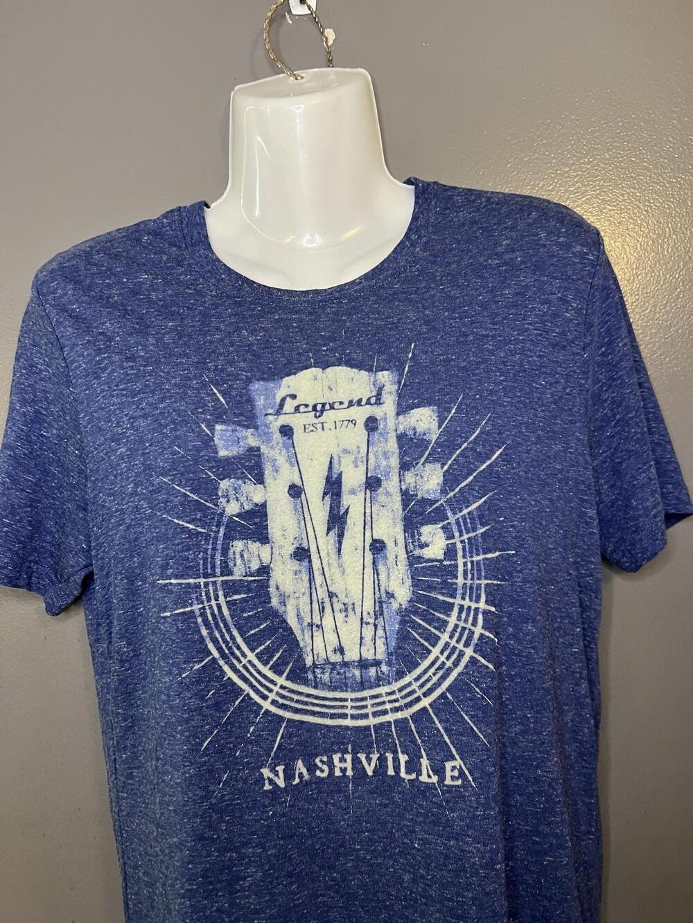 Nashville Legend Guitar Shirt Womens Medium Blue Graphic Music Tee Soft Triblend